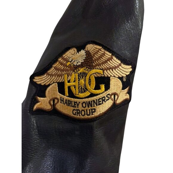 Vintage Leather Motorcycle Jacket M Patches HOG POW MIA Wolf Embroidered - Picture 3 of 13